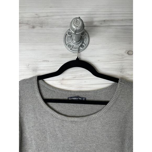 Abercrombie & Fitch Sweater Womens Small Gray Waffle Knit Thermal Long Sleeve - Picture 2 of 9